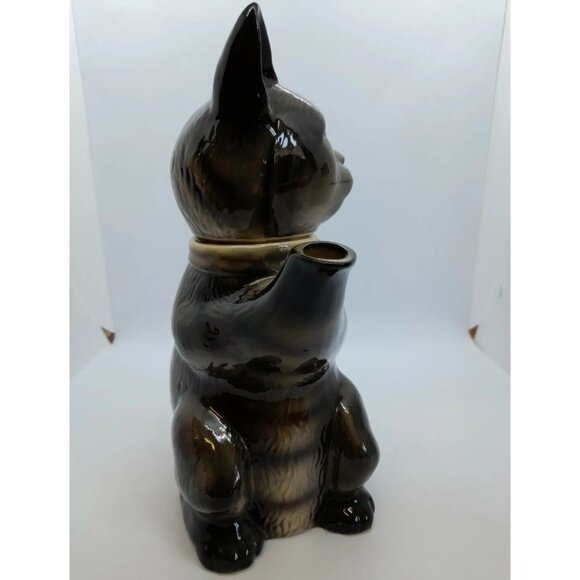 VINTAGE "FOOT" TONY WOOD STUDIO GREY/BLACK TABBY CAT TEA POT EUC - Picture 5 of 12